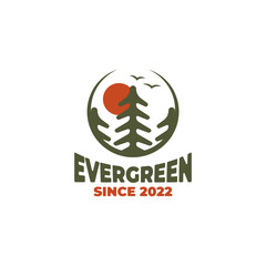 Wall Mural - Cedar trees logo design vector, Woodland, Evergreen, Pines, Spruce, vector graphic for evergreen logo design template