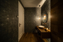 Modern minimalistic design residential bathroom interior