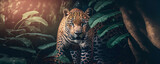 Jaguar in the jungle. photography of a jaguar in a jungle. Generative AI