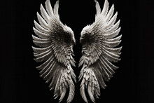 Photoshop Overlays Set To Screen Angel Wings On A Black Background Drag And Drop Angel Wings With Black Background For Adobe Composites. Ornate, Beautiful, Intricate, Wings