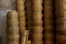 Closeup Of Woven Bamboo Basket