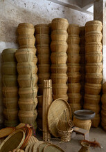 Closeup Of Woven Bamboo Basket