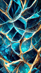 Poster - Tech blue crystal mineral mosaic background illustration Generative AI Content by Midjourney