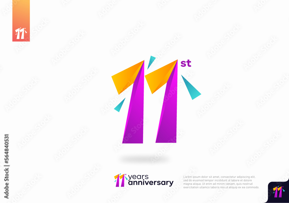 Number 11 logo icon design, 11st birthday logo number, anniversary 11 ...