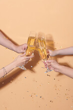 Group Of Friends Toasting Together - Detail On Hands