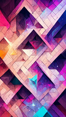 Poster - space geometric magic square background illustration Generative AI Content by Midjourney