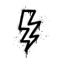 Wall Mural - Spray painted graffiti Electric lightning flash, Lightning bolt in black over white. Drops of sprayed thunder bolt symbol. isolated on white background. vector illustration