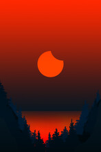 Solar Eclipse At Sunset