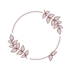 Sticker - leafs foliage circular frame