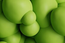 3d Bubbles Abstract Green Background