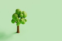 3d Tree On A Green Background