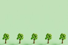 3d Trees On A Green Background