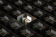 © Pixel Stories/Stocksy - 3D work concept - woman on desk looking at computer screen