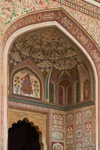 Decorative Arched Entrance At Ambre Fort Jaipur