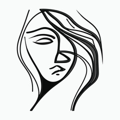 Wall Mural - Hand painting abstract of woman face in clean and minimalism art isolated