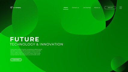 Gradient abstract landing page with dark green and colorful space wave background