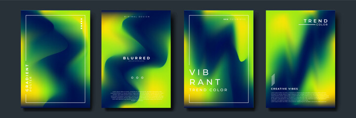 Wall Mural - Set of abstract soft blurred gradients background graphic design template for brochure, banner, wallpaper, mobile screen, annual report.