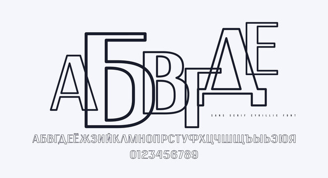 Hollow cyrillic sans serif font