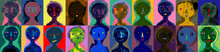 Different People Banner With Grunge Texture
