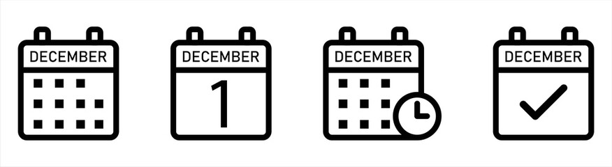 Fototapete - calendar icon set. appointment icon. calendar deadline icon flat collections symbol, vector illustration