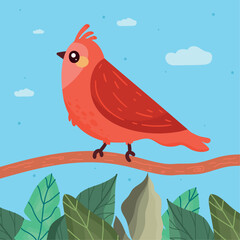 Canvas Print - red little bird