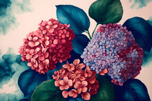 
Floral Pattern Design Wallpaper, Ginger Red Hydrangea Color, Roses Creative Pattern Background, Colorful Handmade Vintage Art.