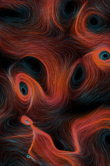 futuristic red data lines 