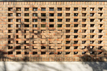 Industrial Background, Empty Grunge Urban Street With Brick Wall