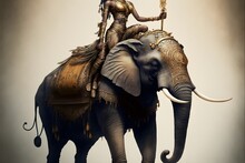 African Female Warrior Ride On Adult Elephant Ultra Detailed Full Body With Legs 