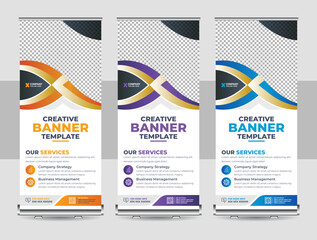 Wall Mural - Roll up banner design template, Business banner layout, Corporate rollup or X banner design template