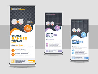Wall Mural - roll up banner stand template design, roll up banner design template, business banner layout.