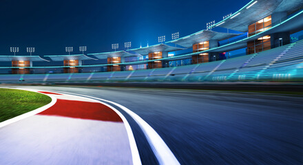 Wall Mural - 3d rendering of motion blurred night scene race track