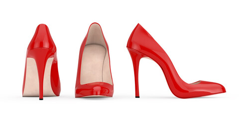Aufkleber - Red High Heels Wooman Shooes. 3d Rendering