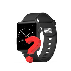 Fototapete - Black Modern Smart Watch with Strap and Red Question Mark. 3d Rendering