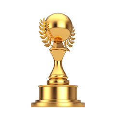 Aufkleber - Golden Award Trophy with Blank Sphere and Laurel Wreath. 3d Rendering