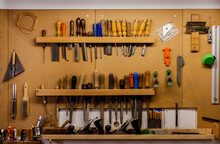 Luthier Tools Hanging On Wall