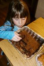 Little Girl Taking A Piece Of Brownie