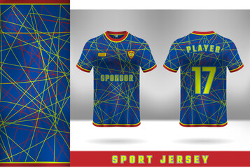 Wall Mural - Red, yellow and blue jersey template designs for sports uniforms
