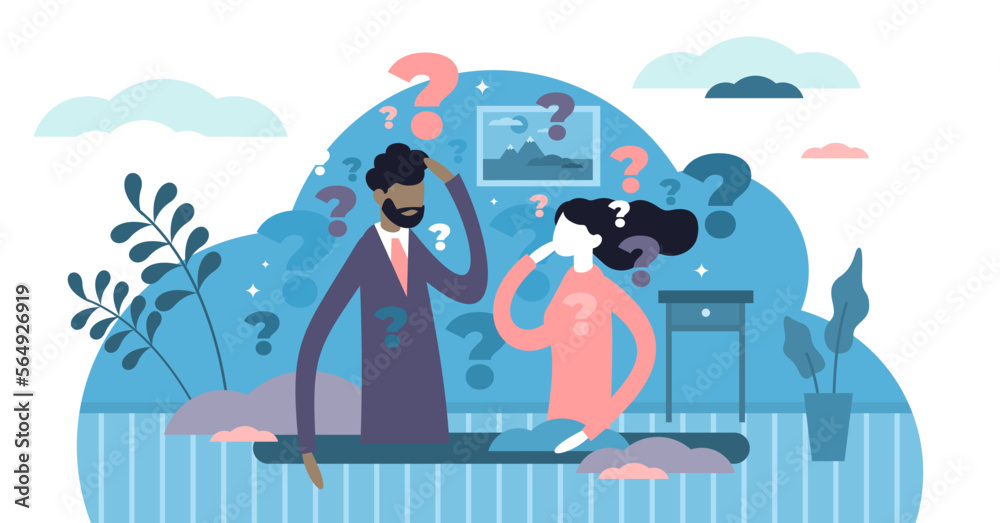 Vektor Thinking couple illustration, transparent background. Life ...