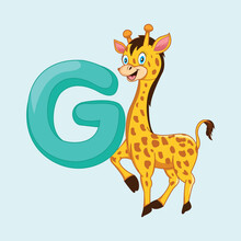 Giraffe Cartoon Character With G Letter