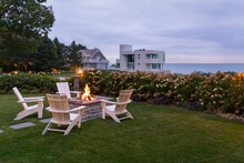 Lake Michigan Waterfront Landscape With Fire Pit In Backyard 