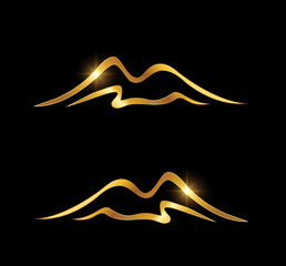 Wall Mural - Golden Mountain Logo Vector Icon