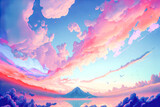 Fototapeta Sport - Vibrant multicolor of beautiful sky and cloud copy space background. Generative ai.