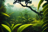 Fototapeta Sypialnia - Wild and dark tropical forest Generative AI Content by Midjourney