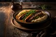Bangers and Mash - a local and famous dish in the UK, gourmet food photography.