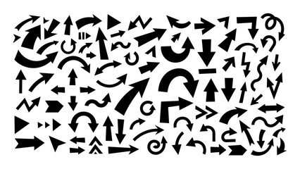 Poster - Hand Drawn Cartoon Arrow icon. Big set of vector flat arrows. Collection of concept arrows for web design, mobile apps, interface and more