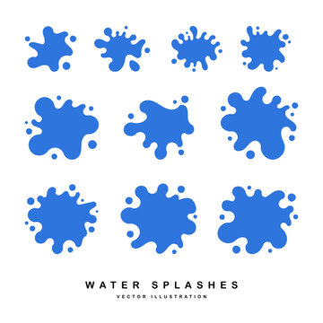Wall Mural - Vector silhouette of water splash blue color set. Ideal for logo or symbol and web icons