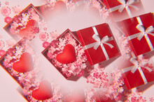 Open Gift Box With A Cute Little Heart Inside On Pink Background