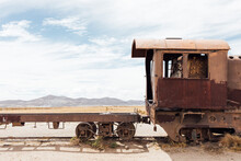 Abandoned Train In The High Desert In Bolivia