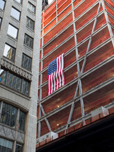 American Flag On Skyscraper In New York City